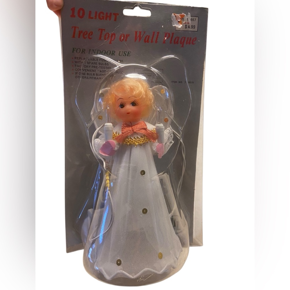 Vintage 10-Light Angel Tree Top Topper Blonde Hair Candles Christmas Tree Topper